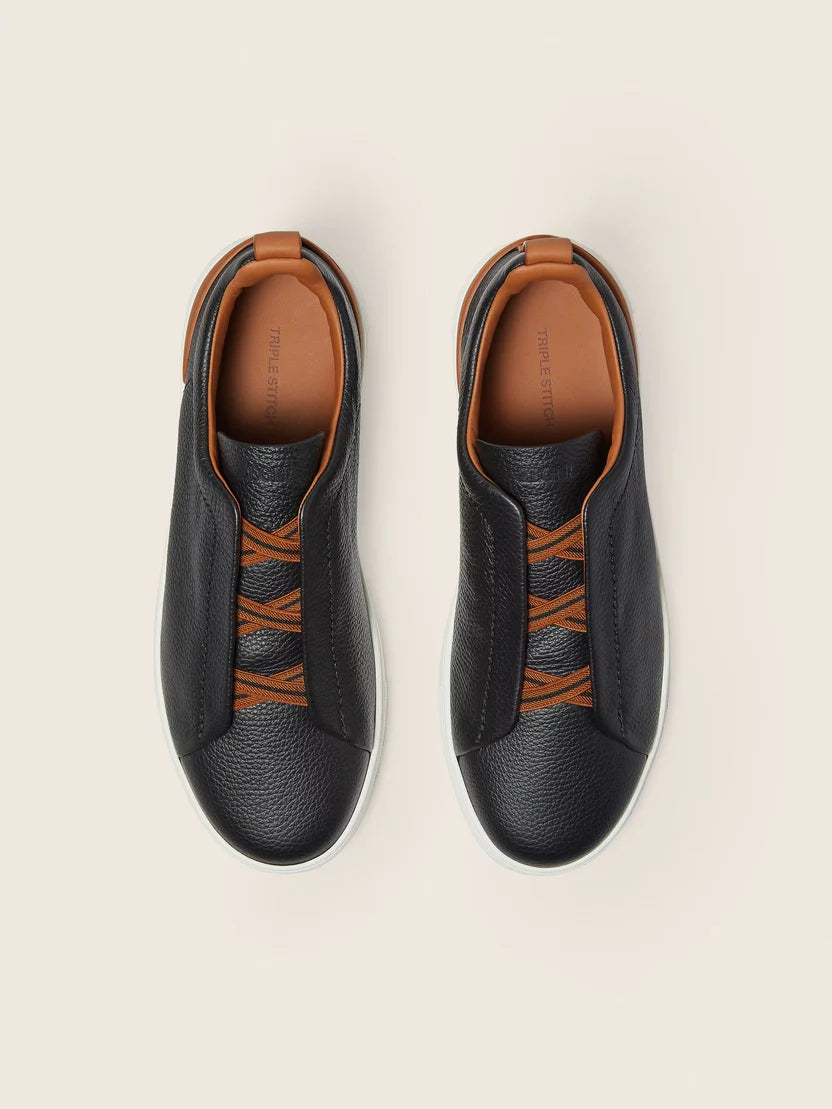 Z: Baskets Triple Stitch en Cuir noir