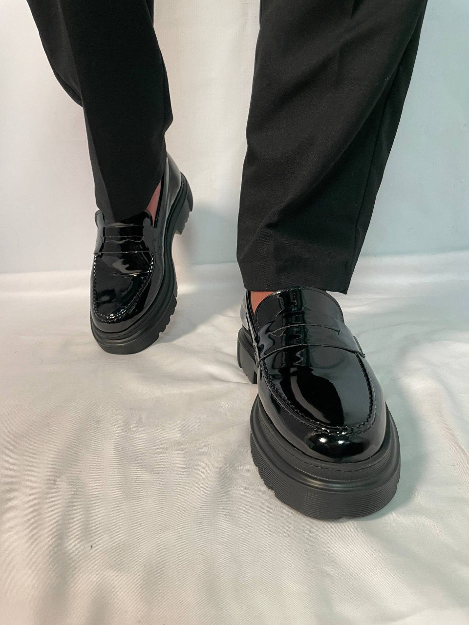 Mocassins en Cuir Vernis Médical avec Semelle EVA Ultra-Confort