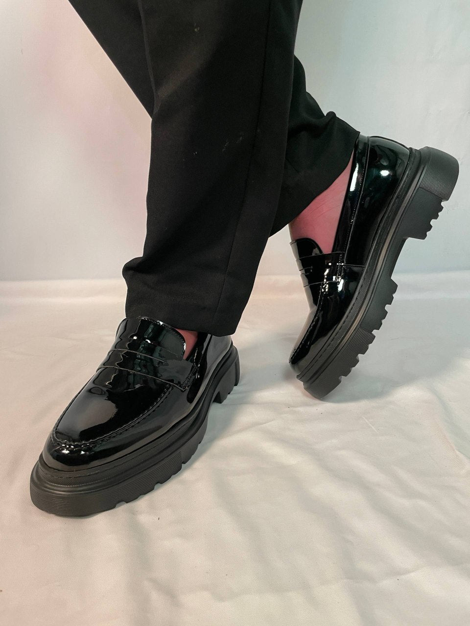 Mocassins en Cuir Vernis Médical avec Semelle EVA Ultra-Confort