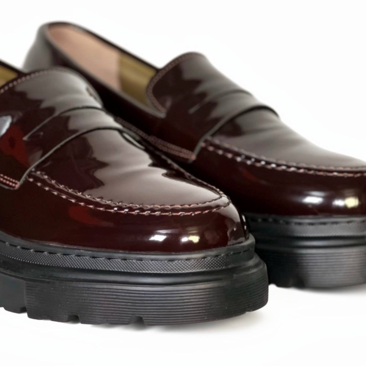 A:Mocassins en Cuir Vernis 025 Noir/Marron