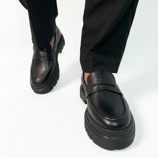 B: Mocassins en Cuir Homme  025 Noir