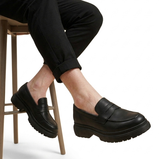 B: Mocassins en Cuir Homme  025 Noir