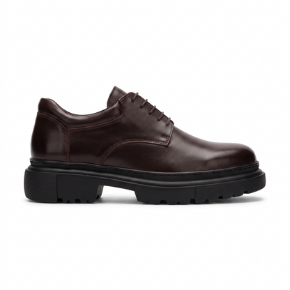 Derby chunky en cuir noir & marron