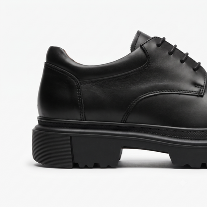 Derby chunky en cuir noir & marron