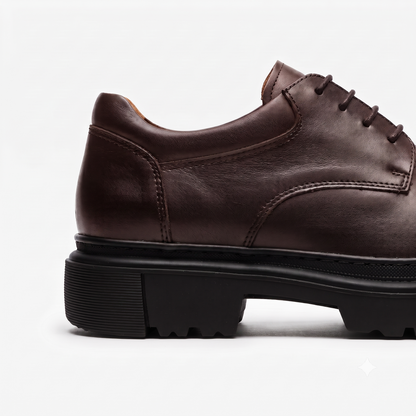 Derby chunky en cuir noir & marron