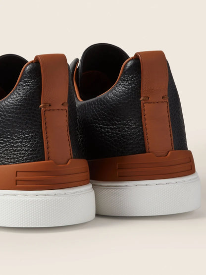 Z: Baskets Triple Stitch en Cuir noir