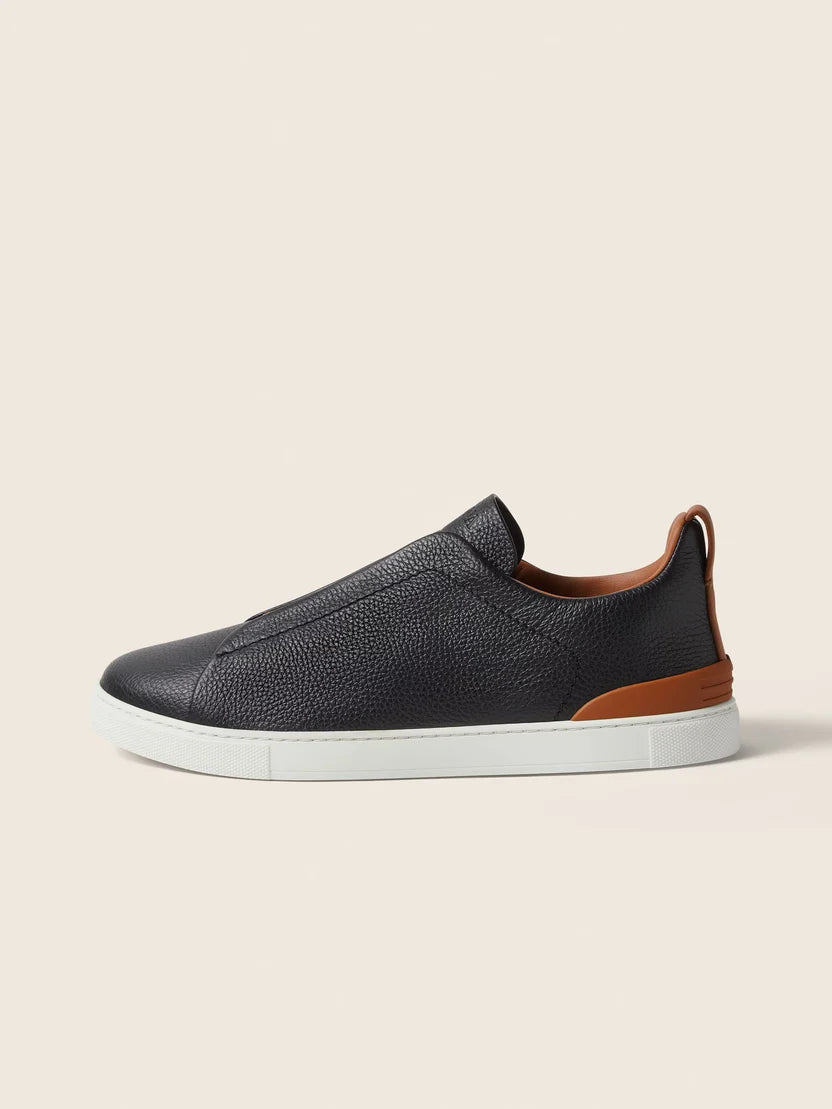 Z: Baskets Triple Stitch en Cuir noir