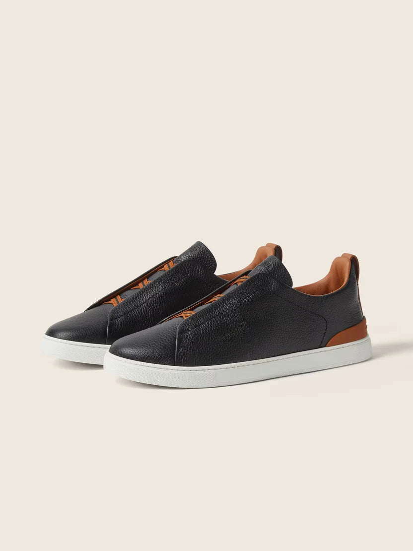 Z: Baskets Triple Stitch en Cuir noir