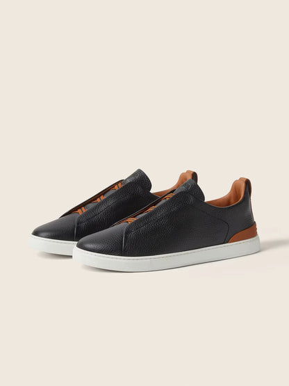 Z: Baskets Triple Stitch en Cuir noir