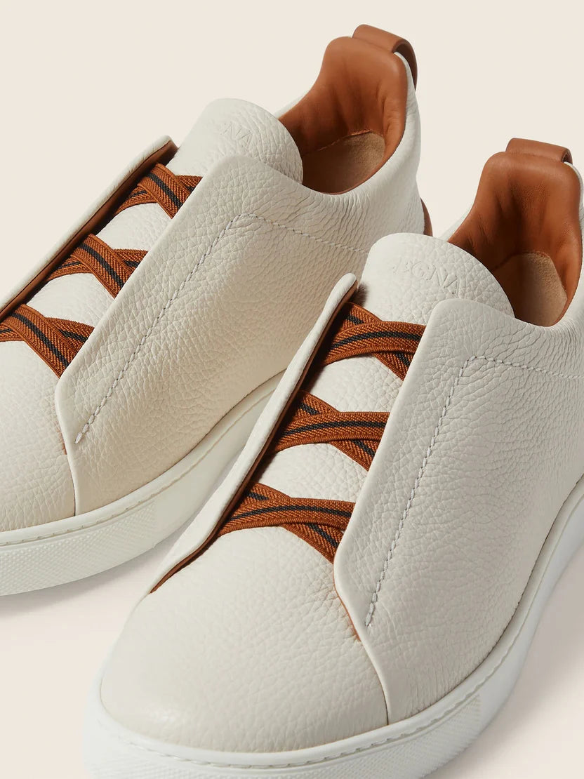 Z: Baskets Triple Stitch en Cuir Blanche