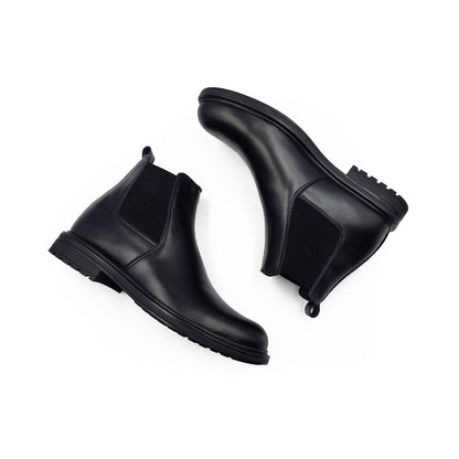 BOTTINE EN CUIR NOIR / TABAC