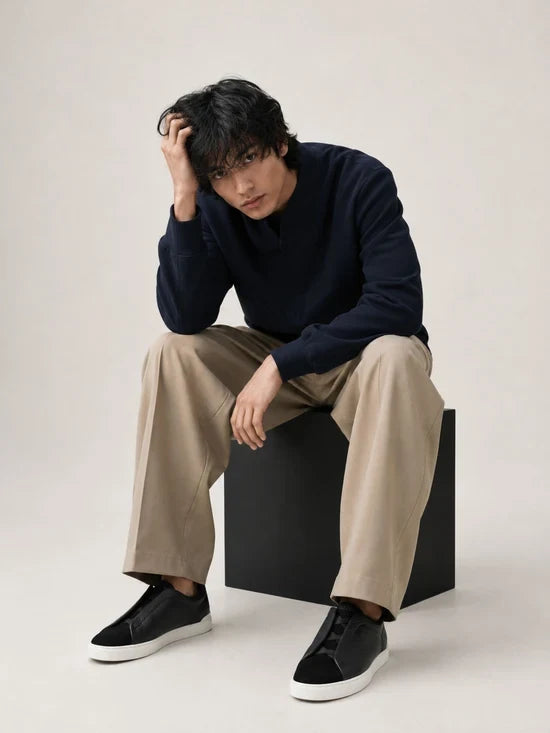 Z: Baskets pour homme en cuir et daim à triple couture