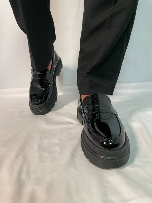 Mocassins en Cuir Vernis Médical avec Semelle EVA Ultra-Confort