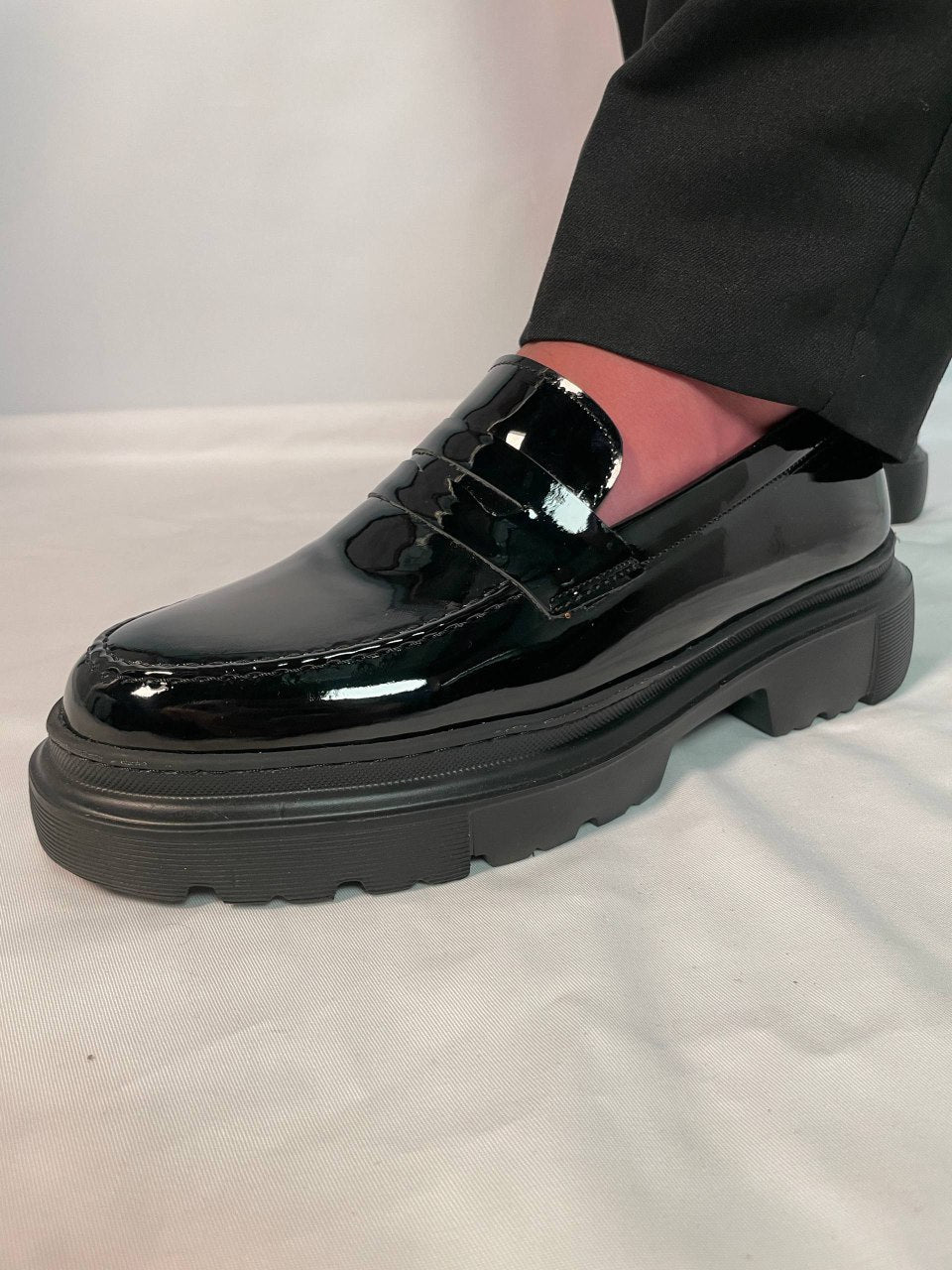 Mocassins en Cuir Vernis Médical avec Semelle EVA Ultra-Confort