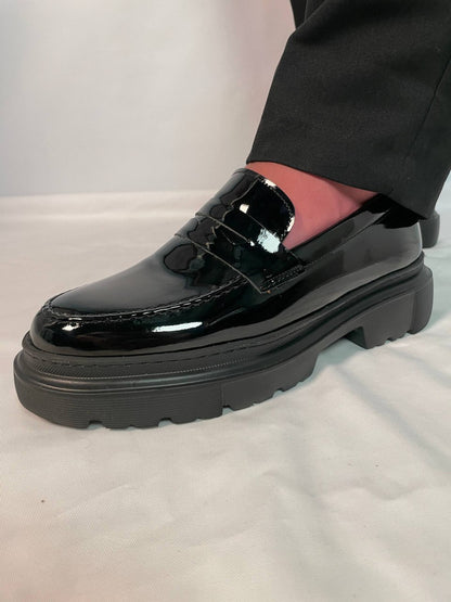 Mocassins en Cuir Vernis Médical avec Semelle EVA Ultra-Confort