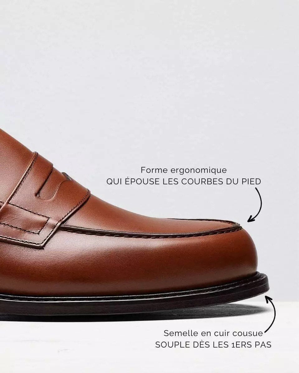 C: Mocassin Penny en Cuir Véritable Homme