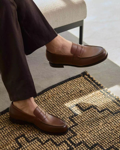 C: Mocassin Penny en Cuir Véritable Homme